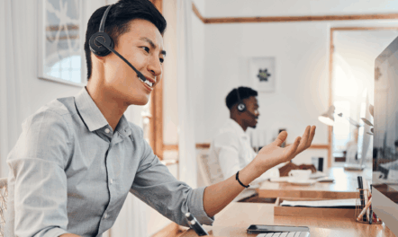 Man on a call | Featured image for the medical on hold messages blog